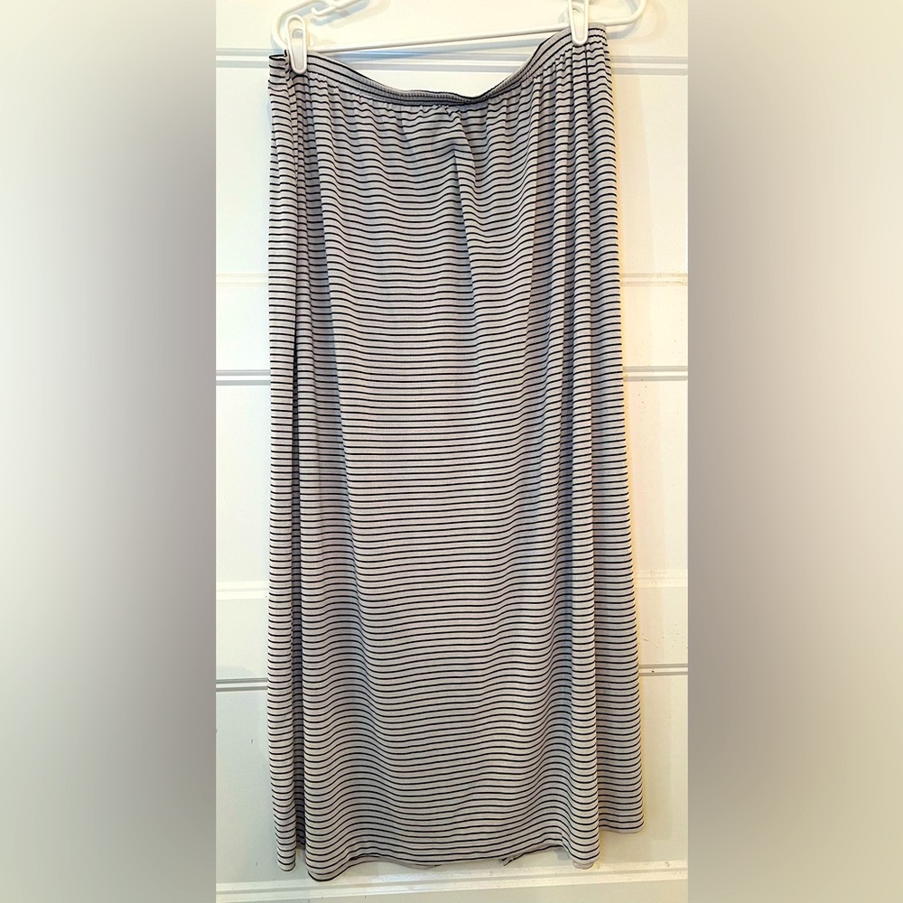 White and Black Striped Maxi Skirt